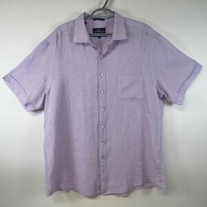 Rodd & Gunn‎ Mens 2XL Purple Linen Short Sleeve Button Up Casual Shirt